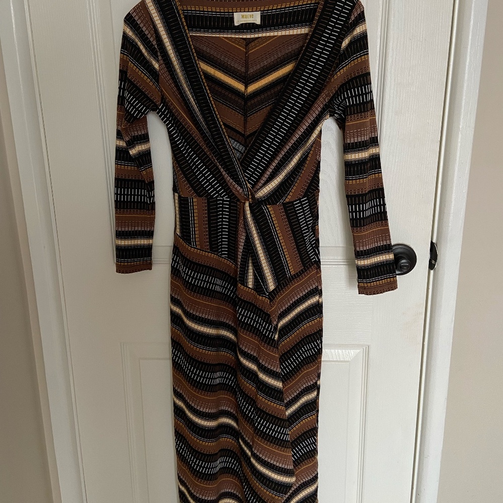 Striped Wrap Midi Dress